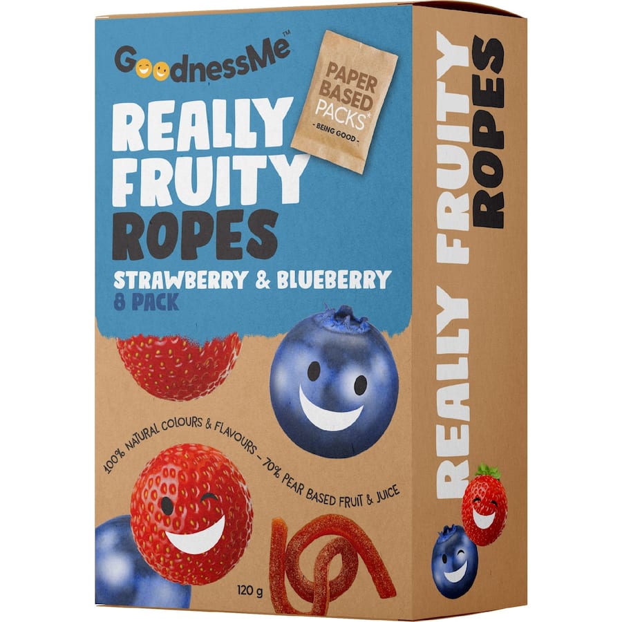 Goodnessme Really Fruity Fruit Ropes Strawberry & Blueberry 120g