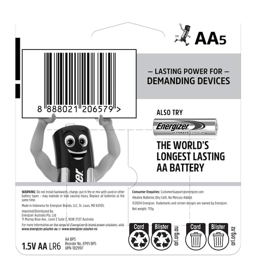 Energizer Max Plus Batteries Aa 5pack