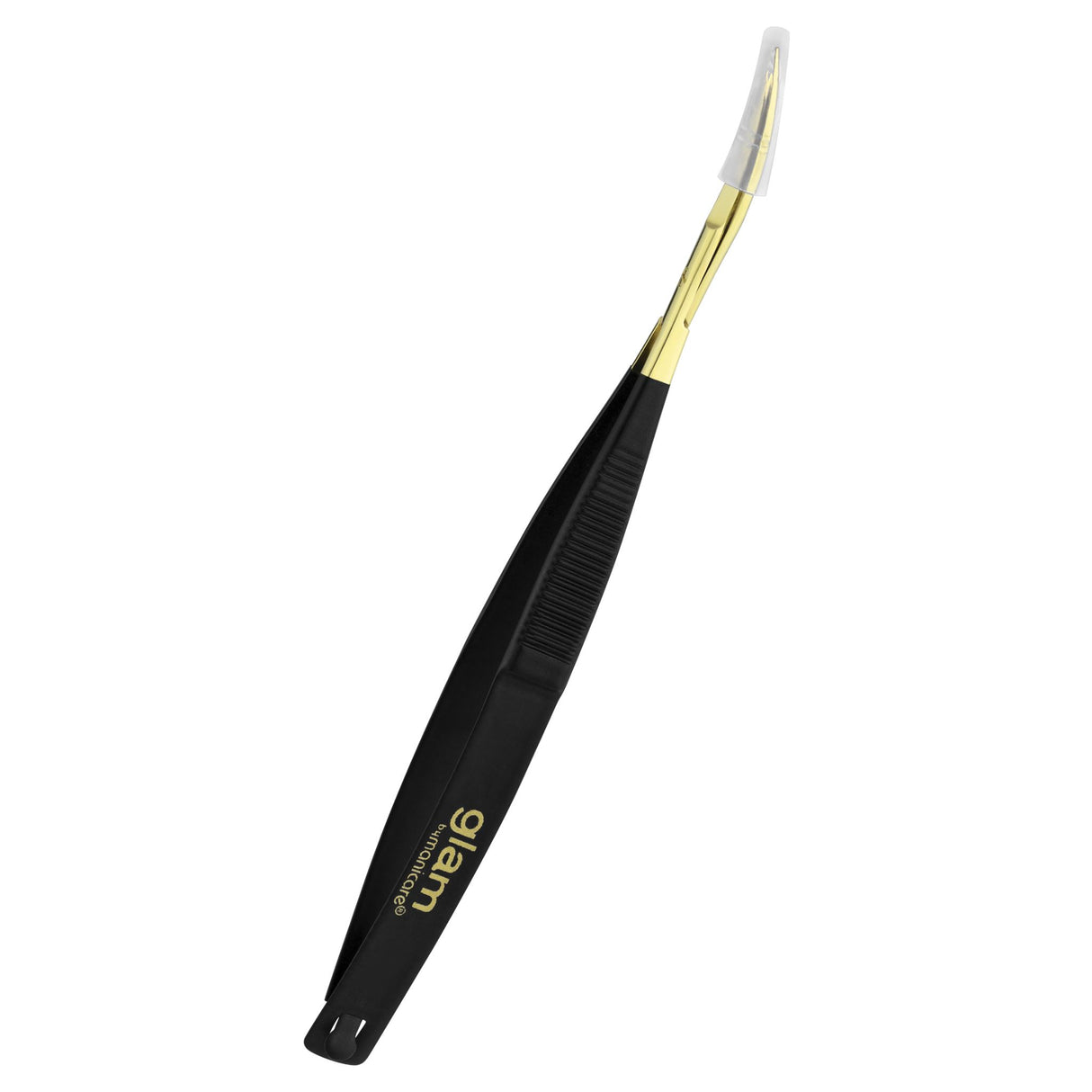 Glam by Manicare® Precision Brow Scissors with ergonomic handles, ultra-thin blades, and a gold plated tip for precise eyebrow shaping.