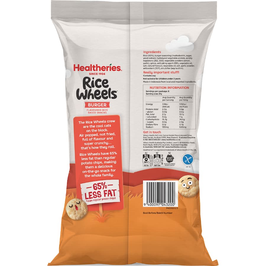 Healtheries Snack Rice Wheels Burger - 6 pack 126g