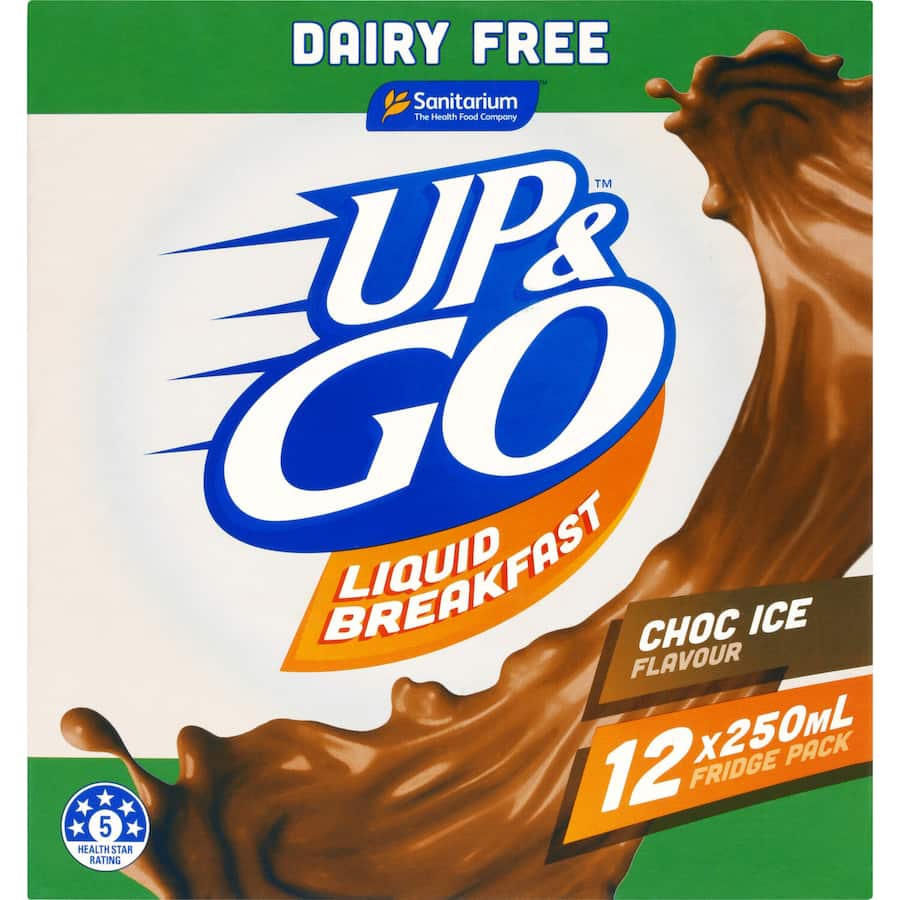 Sanitarium Up & Go Liquid Breakfast Dairy Free Choc Ice Fridge 12pk 250mL