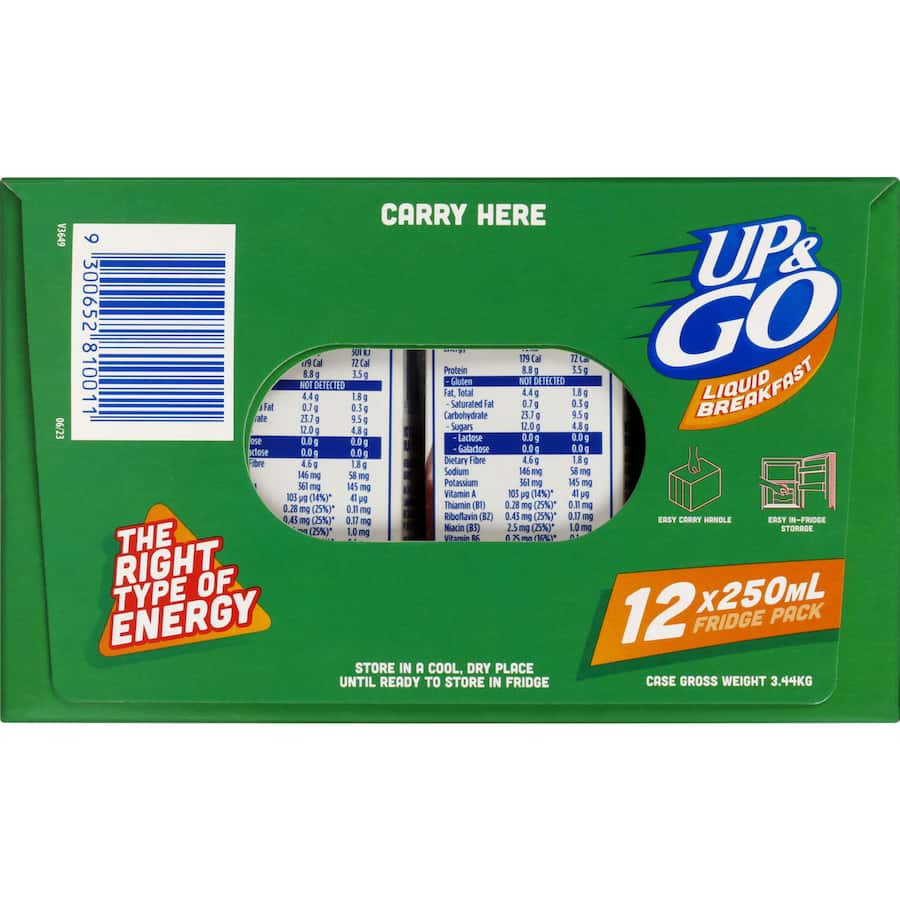 Sanitarium Up & Go Liquid Breakfast Dairy Free Choc Ice Fridge 12pk 250mL