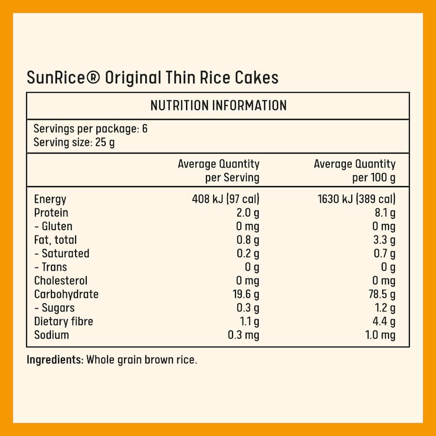 Sunrice Thin Rice Cakes Original 150g