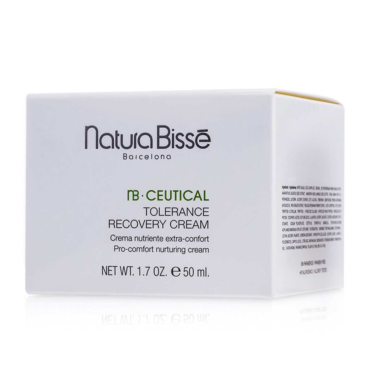 Natura Bisse NB Ceutical Tolerance Recovery Cream, a soothing hydrator for sensitive skin, promoting rejuvenation and resilience.