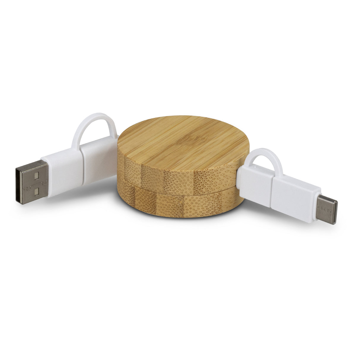 Retractable Multi-Connector Charging Cable With Bamboo Hub - Pack of 10
