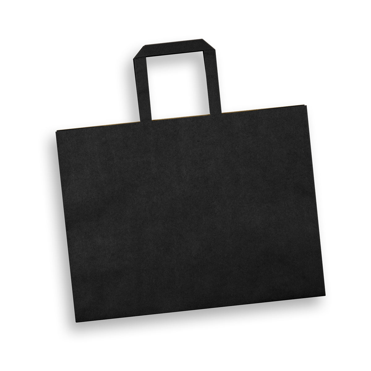 Large Landscape Paper Shopping Bag Flat Handles Black - Pack of 50
