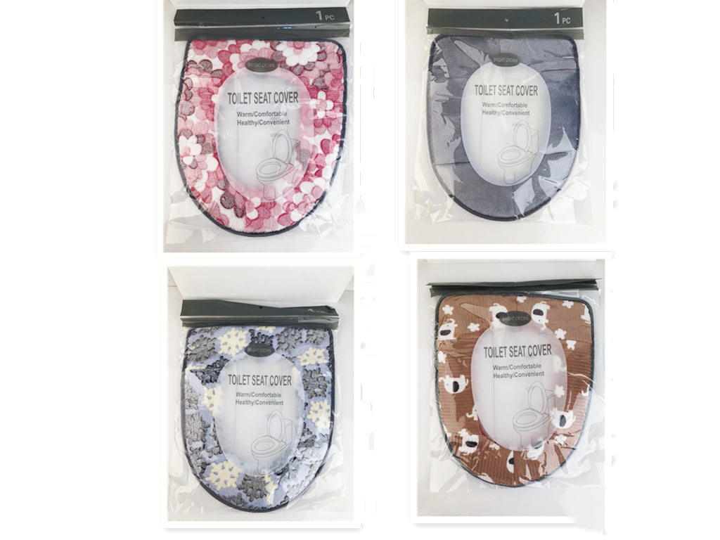 Colorful set of 3 thick toilet seat covers, offering warmth, comfort, and a stylish upgrade to any bathroom decor.