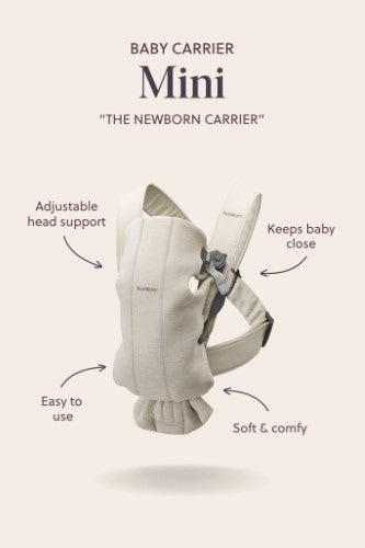 Baby Carrier - BABY BJORN Mini Woven (Beige/Dark Grey Print)