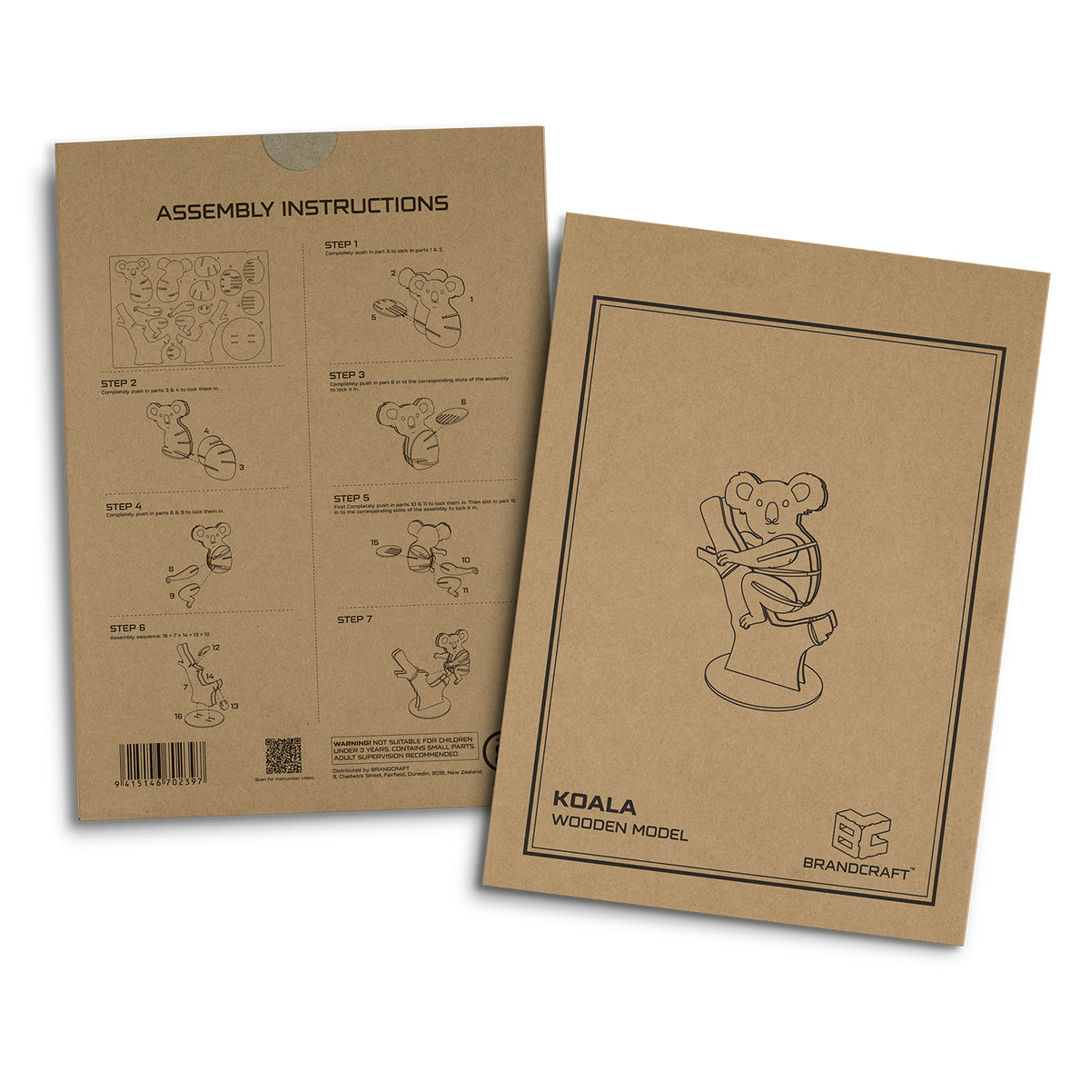 Wooden Koala Model Building Kit Laser Cut Basswood Brandcraft