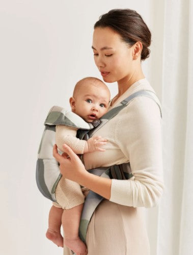 Baby Carrier - BABY BJORN MINI Cotton (Puzzle Paint Khaki/Green)
