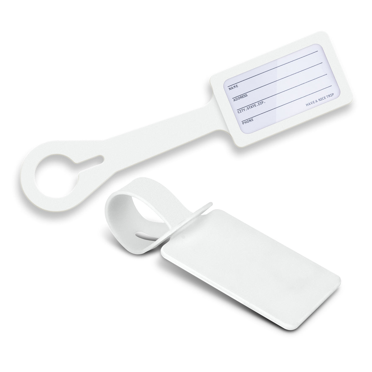 Flexible Silicone Travel Luggage ID Tag White - Pack of 50