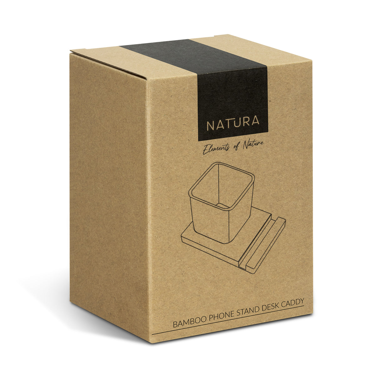 Bamboo Desk Organiser Caddy With Phone Stand Natura Natural & Grey