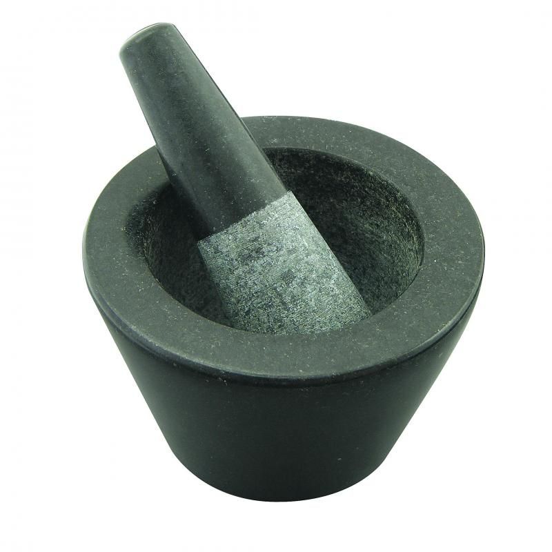 Avanti Mortar and Pestle in black granite, 13cm; perfect for grinding herbs and spices with a sleek design for easy cleaning.