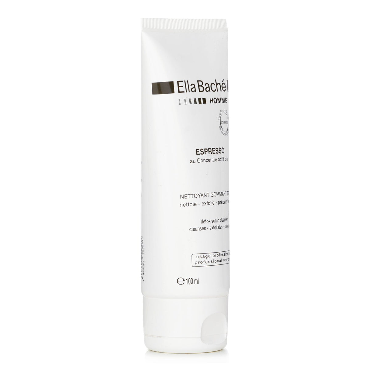 Ella Bache Detox Scrub Cleanser for men, 100ml; enriched with organic extracts for rejuvenating tired skin.