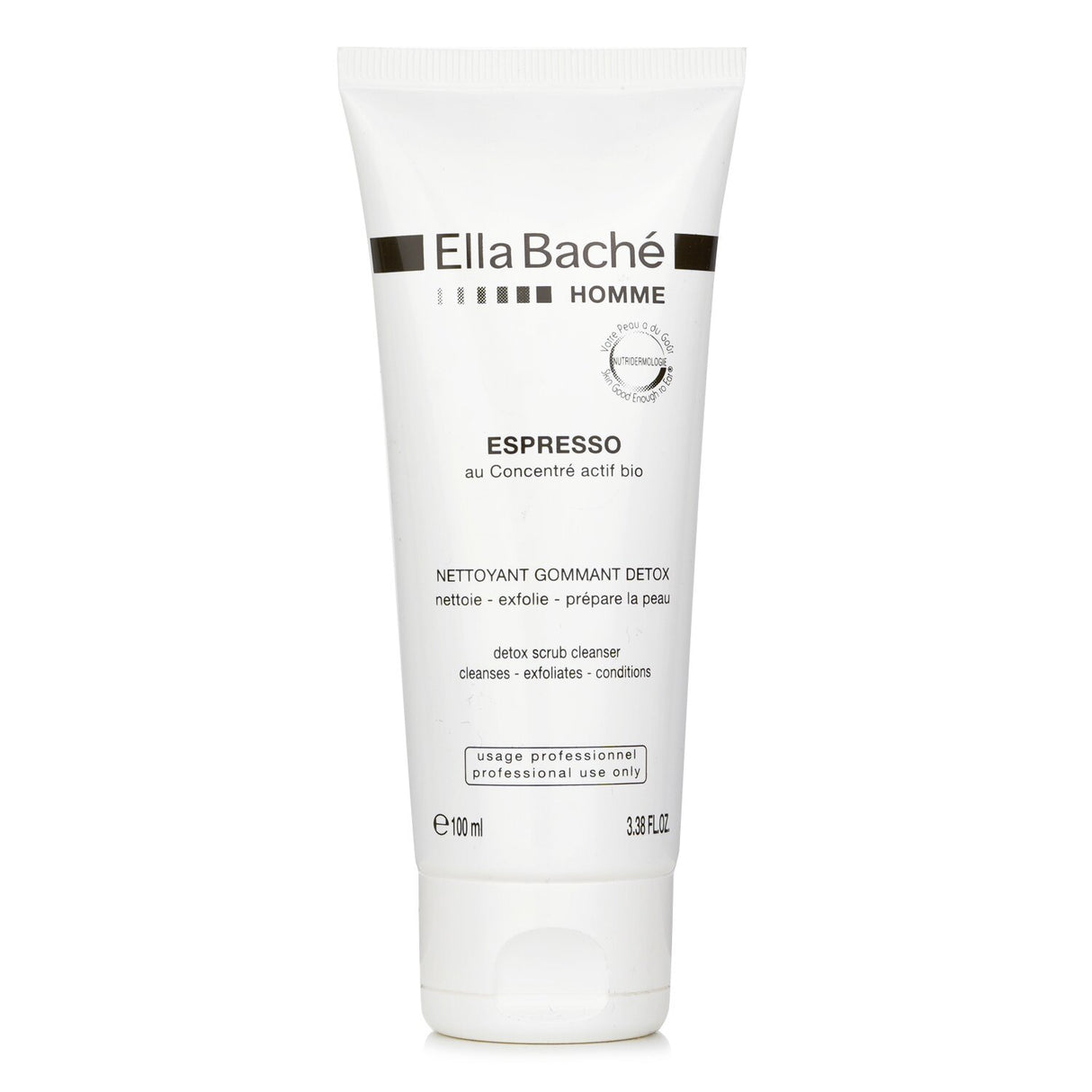 Ella Bache Detox Scrub Cleanser, 100ml, revitalizes tired male skin with organic extracts for a brighter, healthier complexion.