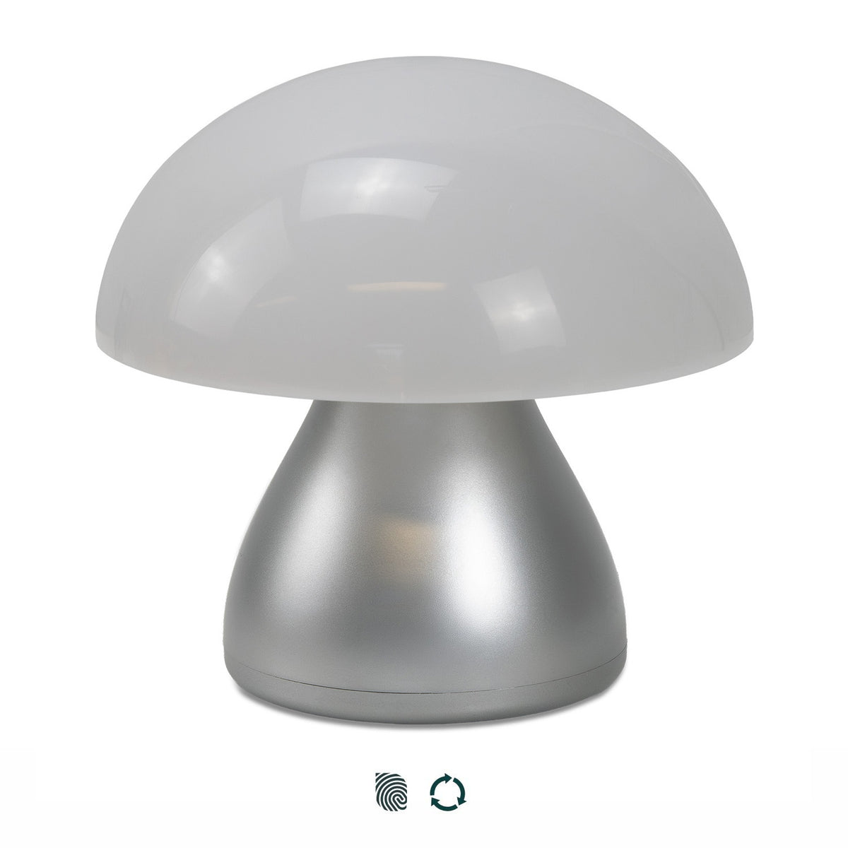 Rechargeable Mushroom Table Lamp Portobello Silver & White