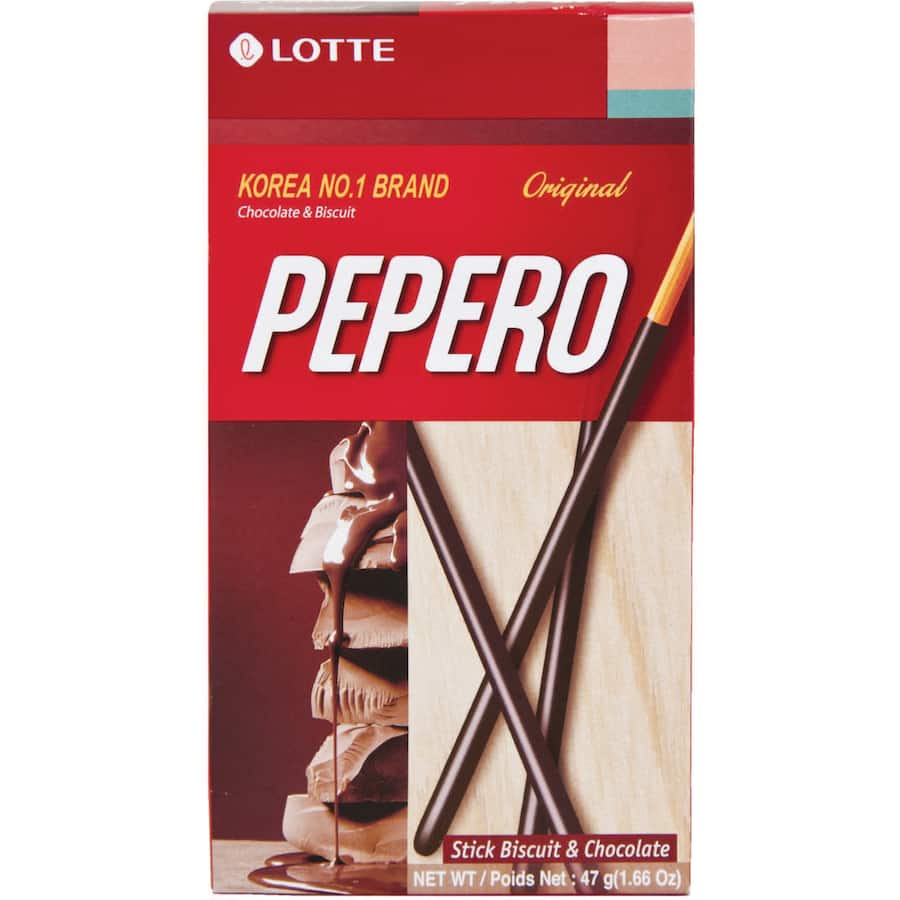 Lotte Pepero Biscuit Sticks Chocolate Coated Box 47g