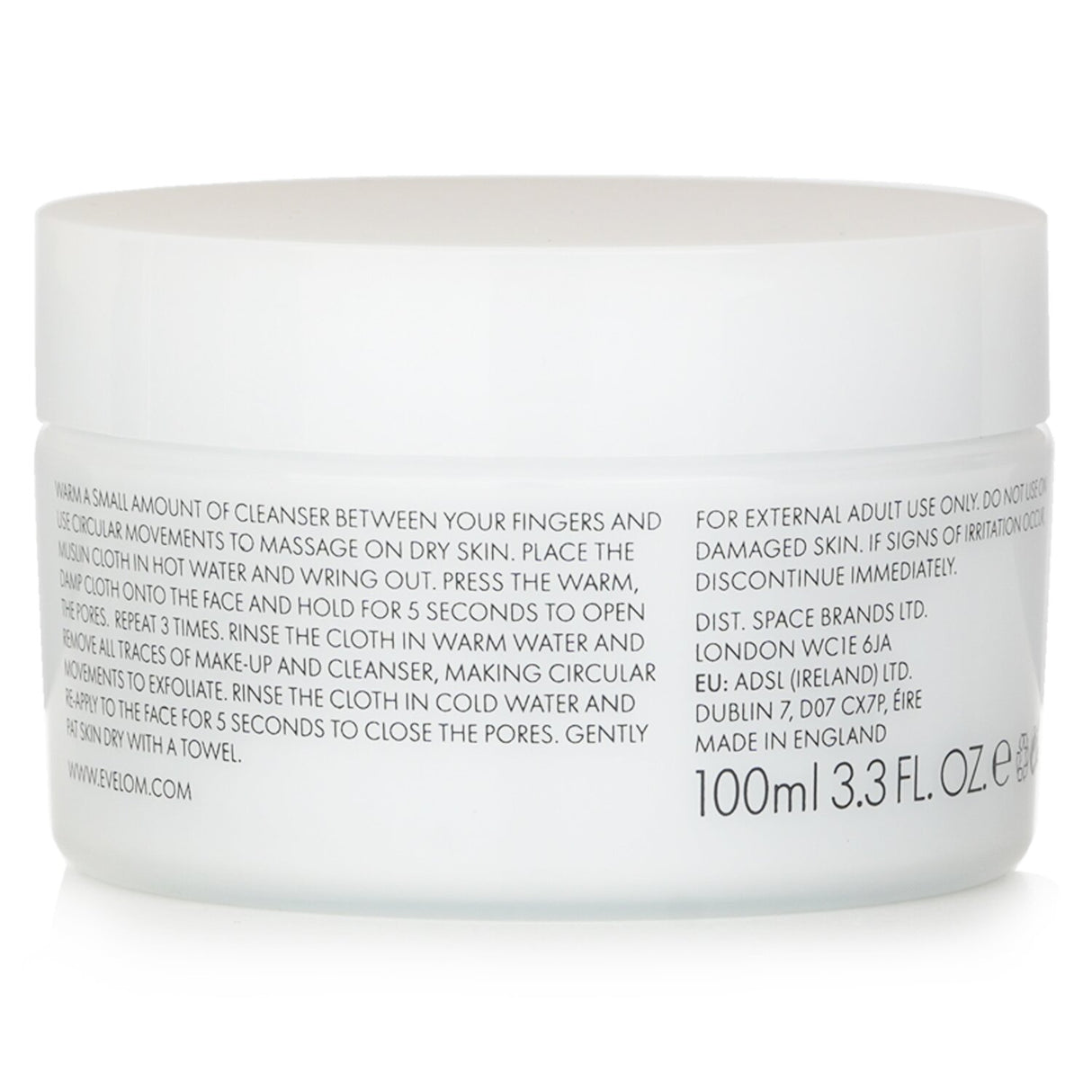 Luxurious 100ml Eve Lom Cleanser with chamomile, eucalyptus, and cocoa butter for all skin types, gently cleanses and tones.