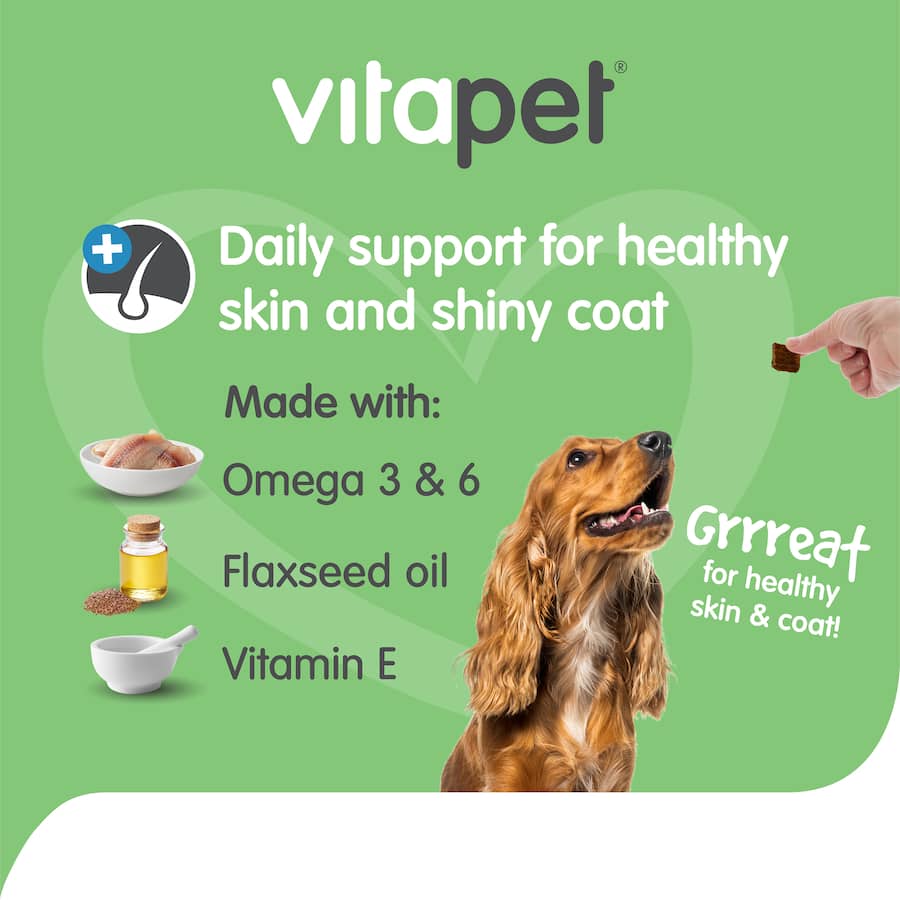 Vitapet Skin & Coat Dog Treats Chicken & Veggies Pouch 100g