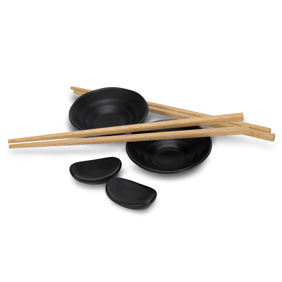 Sushi Serving Set for Two With Chopsticks Keepsake Black