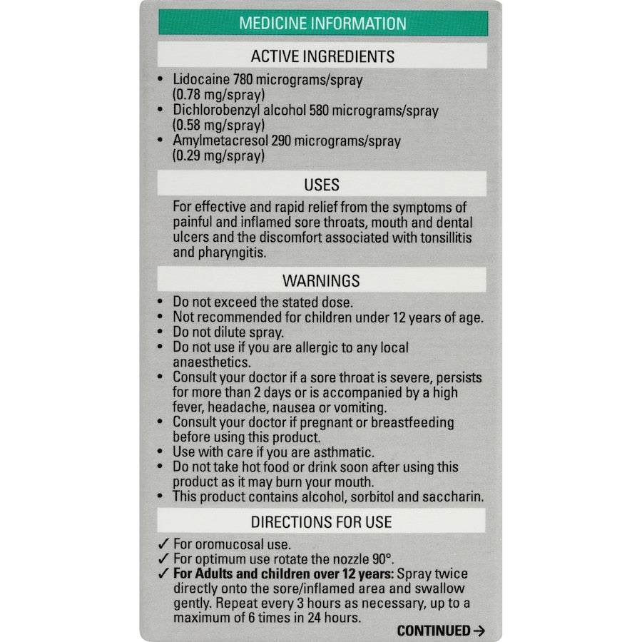 Strepsils Plus Anaesthetic Throat Spry Menthol Flavour 20mL