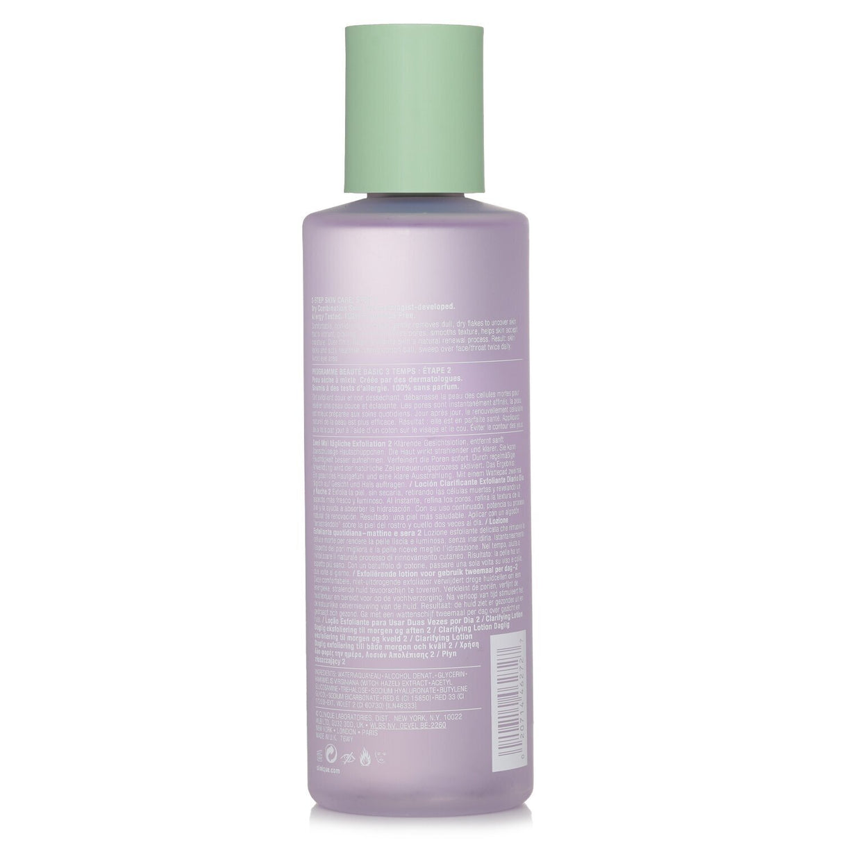 Clinique Clarifying Lotion 2 in a 400ml bottle, designed for dry to combination skin, enhances moisture absorption and revitalizes skin.