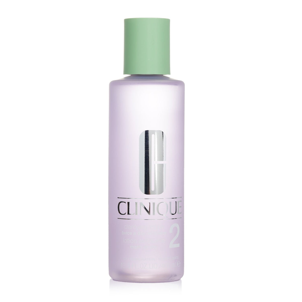 Clinique Clarifying Lotion 2, a 400ml exfoliator for Asian skin, promotes smooth, clear skin and enhances moisture absorption.