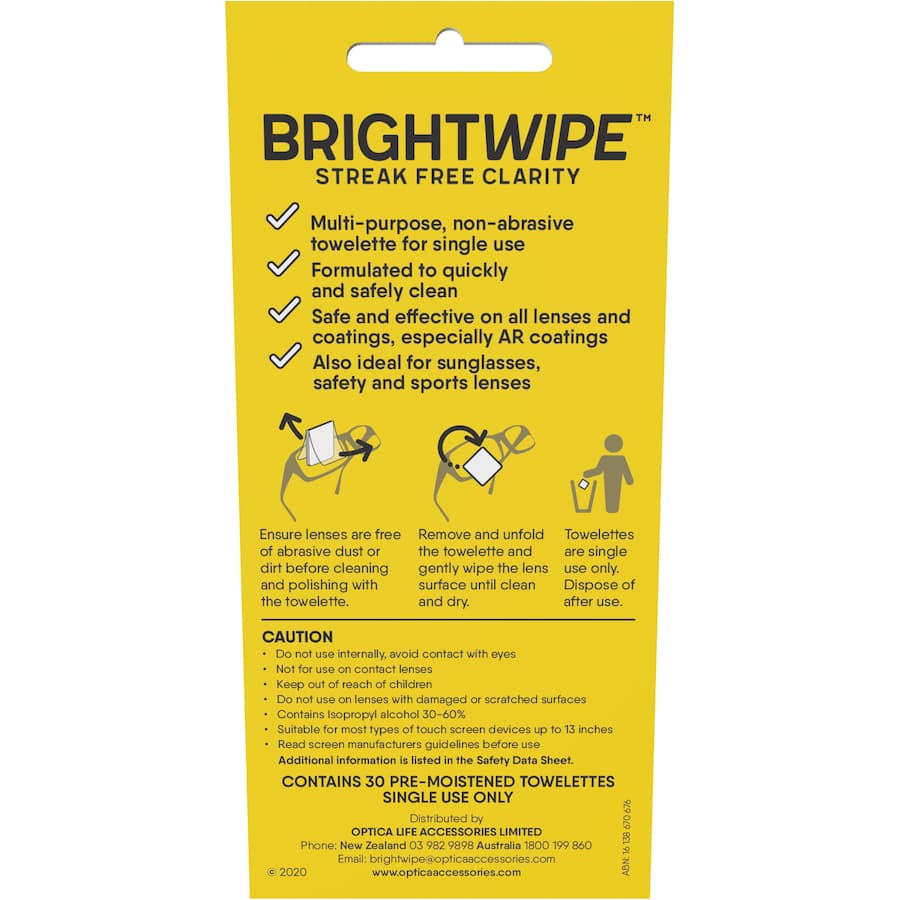 Bright Wipe Cleaning Towelettes 30pack