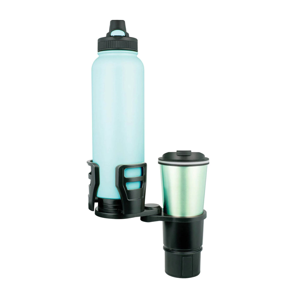 Avanti Multi Function Car Cup Holder, expandable for bottles 73mm to 150mm, securely holds drinks and prevents spills.