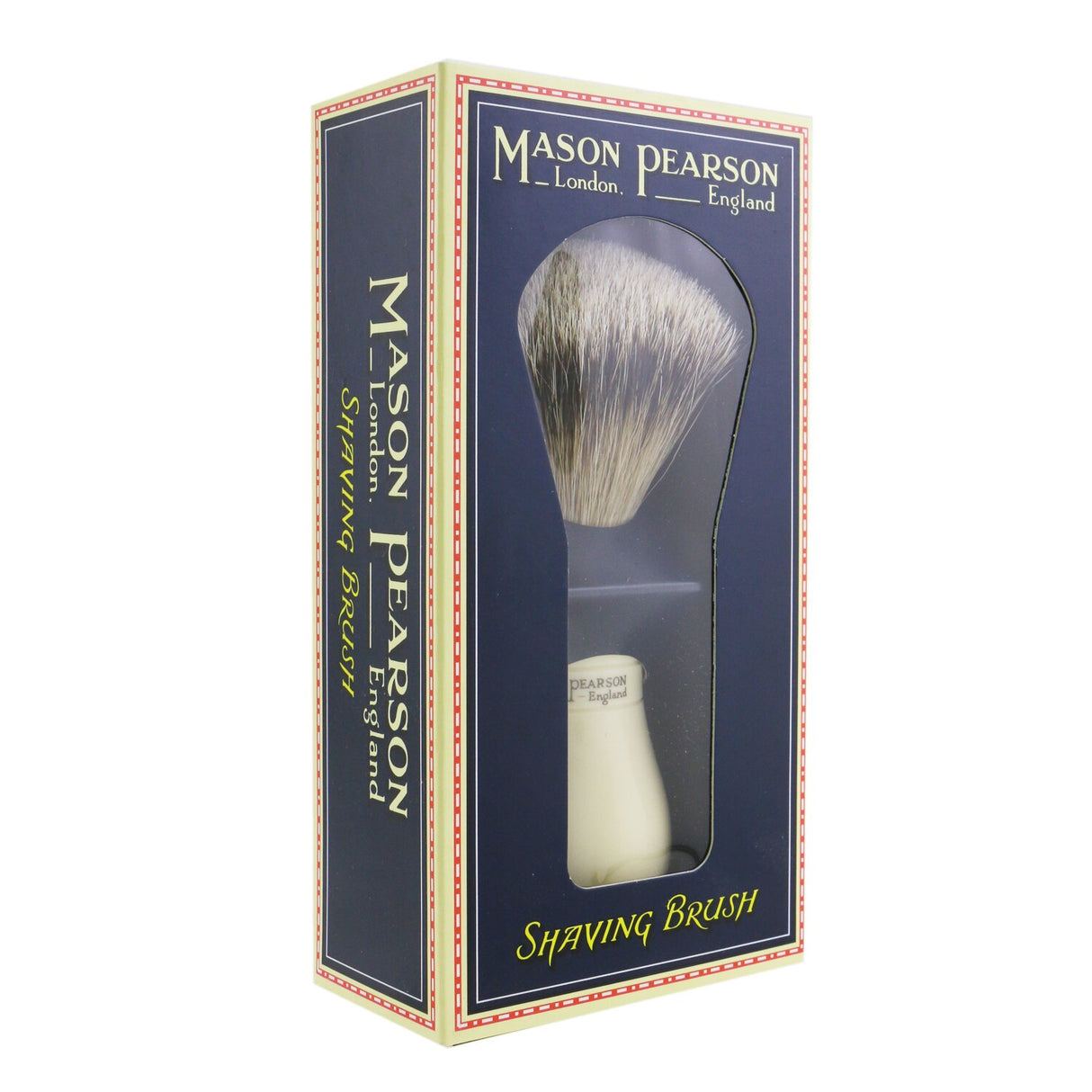 Mason Pearson Super Badger Shaving Brush with a curved handle, ultra-soft tips, and luxurious foam for a smooth shave.