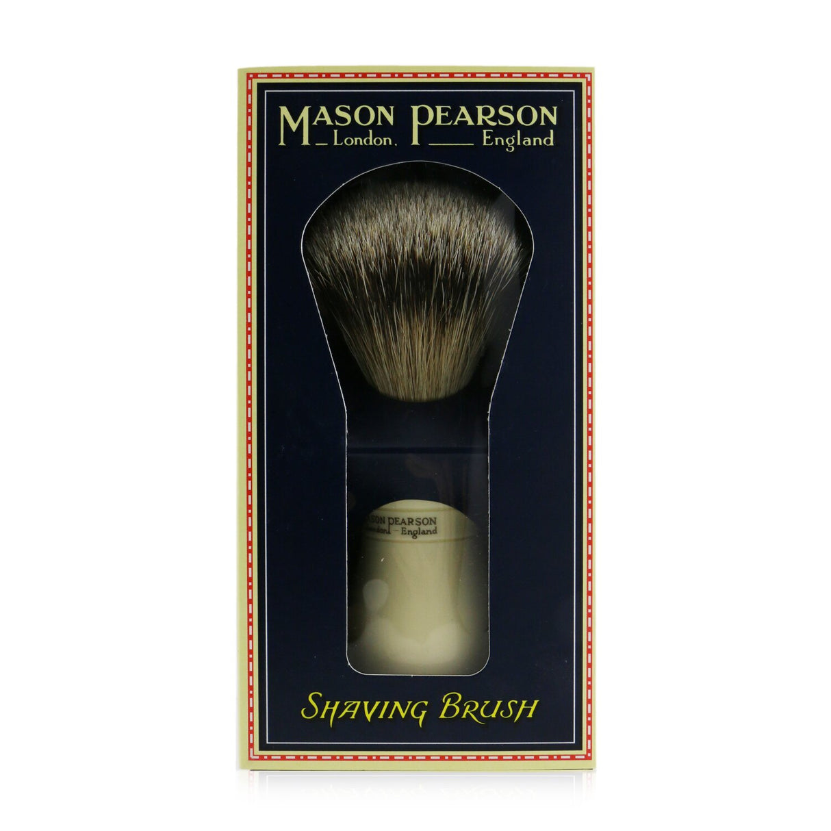 Mason Pearson Super Badger Shaving Brush featuring a curved handle and ultra-soft tips for a luxurious shaving experience.
