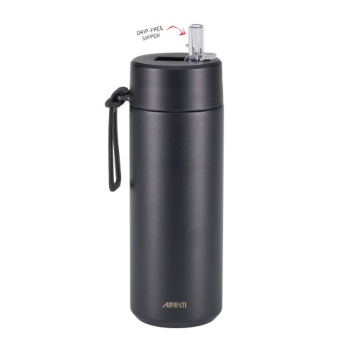 Insulated Water Bottle w/Strap - AVANTI HydroUltra 750ml (Black)