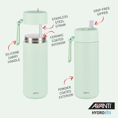 Insulated Water Bottle w/Strap - AVANTI HydroUltra 750ml (Soft Mint)