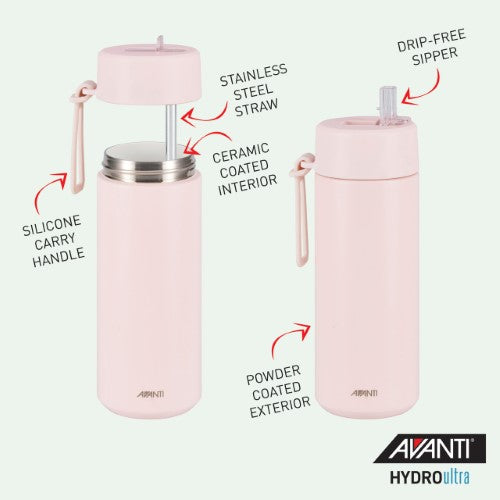Insulated Water Bottle w/Strap - AVANTI HydroUltra 750ml (Blush Pink)