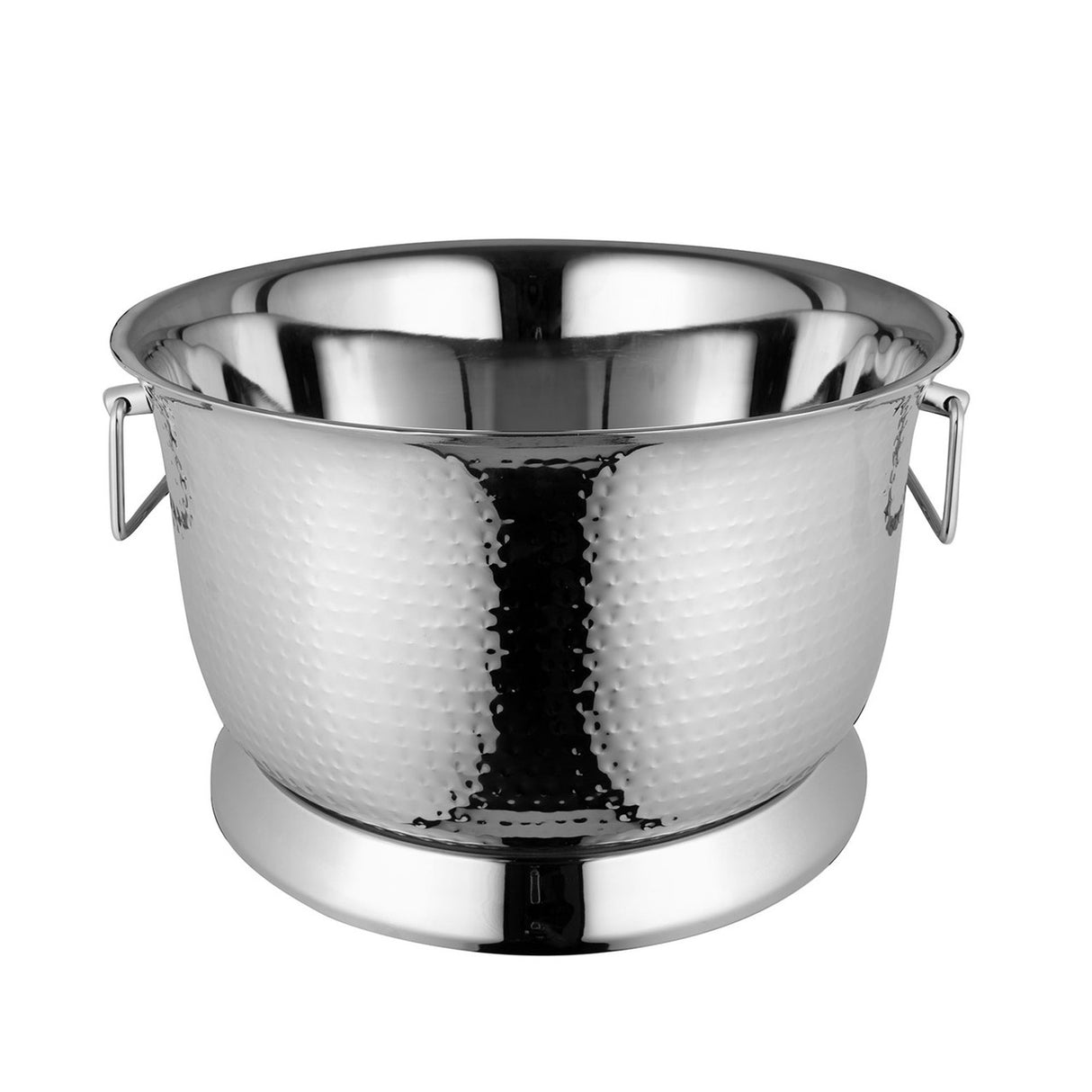 Hammered stainless steel party tub with double wall insulation, 40x24cm, perfect for stylish drink service at events.