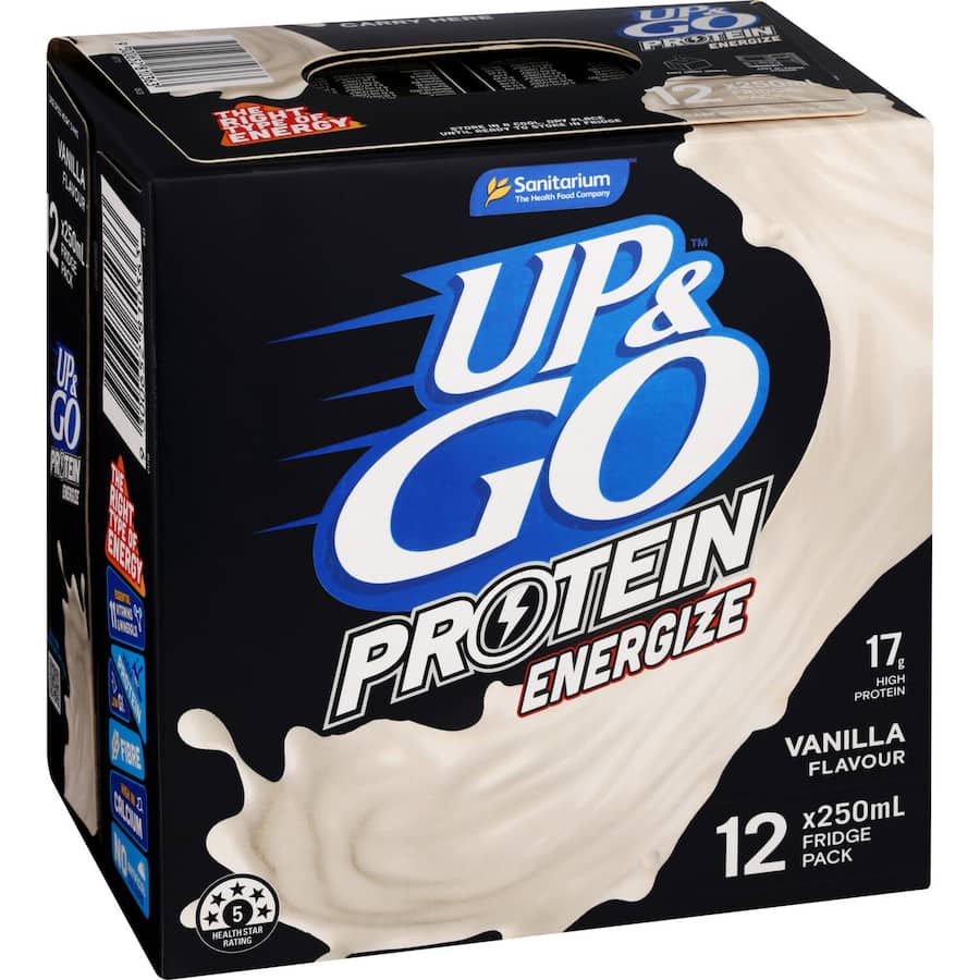 Sanitarium Up & Go Protein Breakfast Drink Vanilla 250ml cartons 12pack