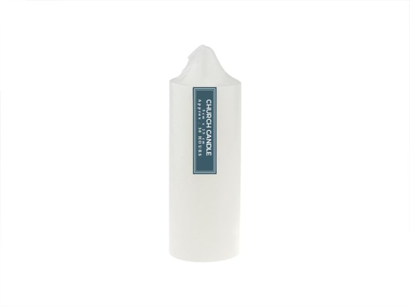 White 15cm church candles, 48 units, ideal for prayer and events, offering 30 hours of steady, smoke-free light.