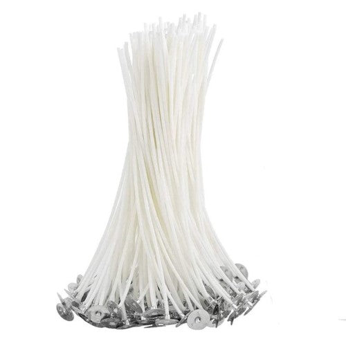 High-quality 10cm candle wicks in bulk, ideal for crafting votive, pillar, and container candles for all skill levels.
