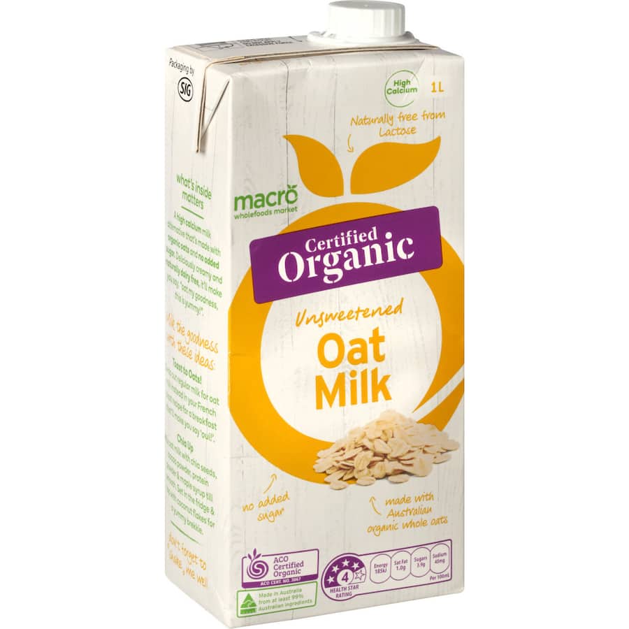 Macro Organic Oat Milk Unsweetened 1L