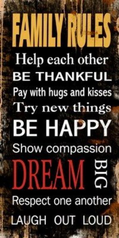 Wall Art on MDF Board - Family Rules 3 (30 x 60cm)
