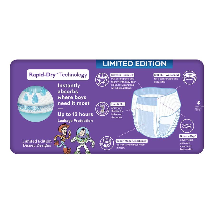 Huggies Ultra Dry Nappy Pants Boys Size 6 (15+kg) Jumbo pack 48pack