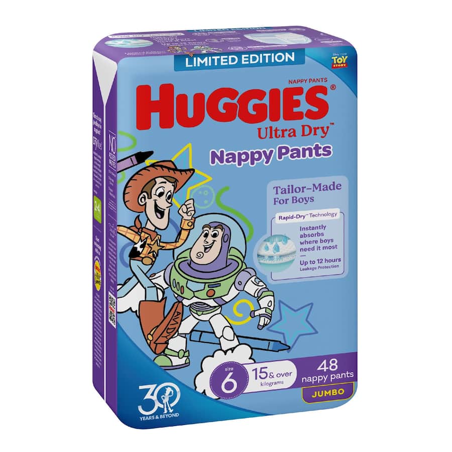 Huggies Ultra Dry Nappy Pants Boys Size 6 (15+kg) Jumbo pack 48pack