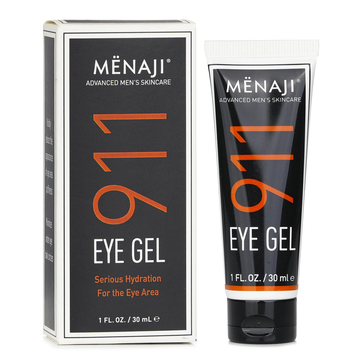 Menaji 911 Eye Gel, 30ml: Revitalizing all-natural gel for men, reducing puffiness with chamomile and aloe for youthful eyes.