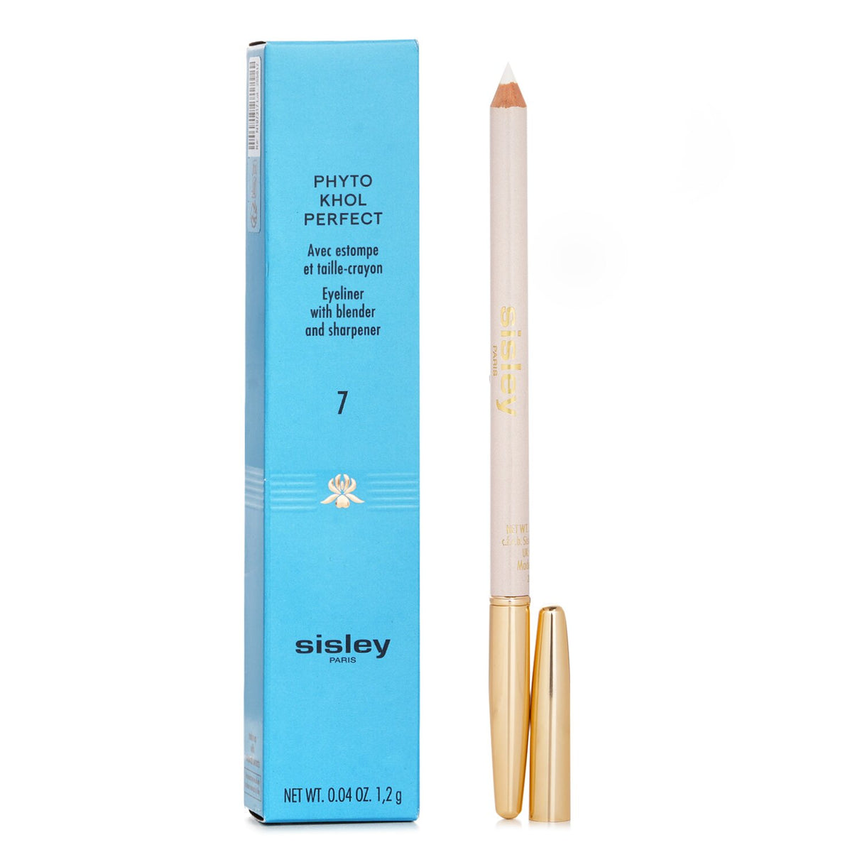 Luxurious Sisley Phyto Khol Perfect Eyeliner in #Snow, featuring a smooth application with a blender and sharpener for ideal precision.