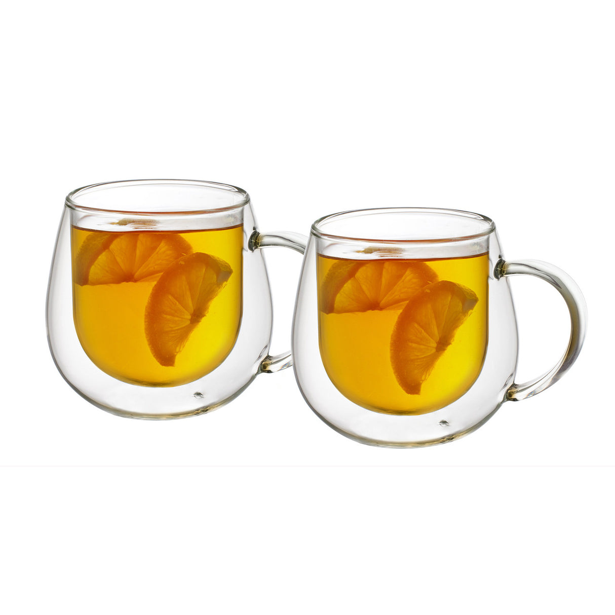 Set of 2 Huggie Double Wall Mugs, 450ml, made from borosilicate glass for thermal efficiency and a unique floating effect.