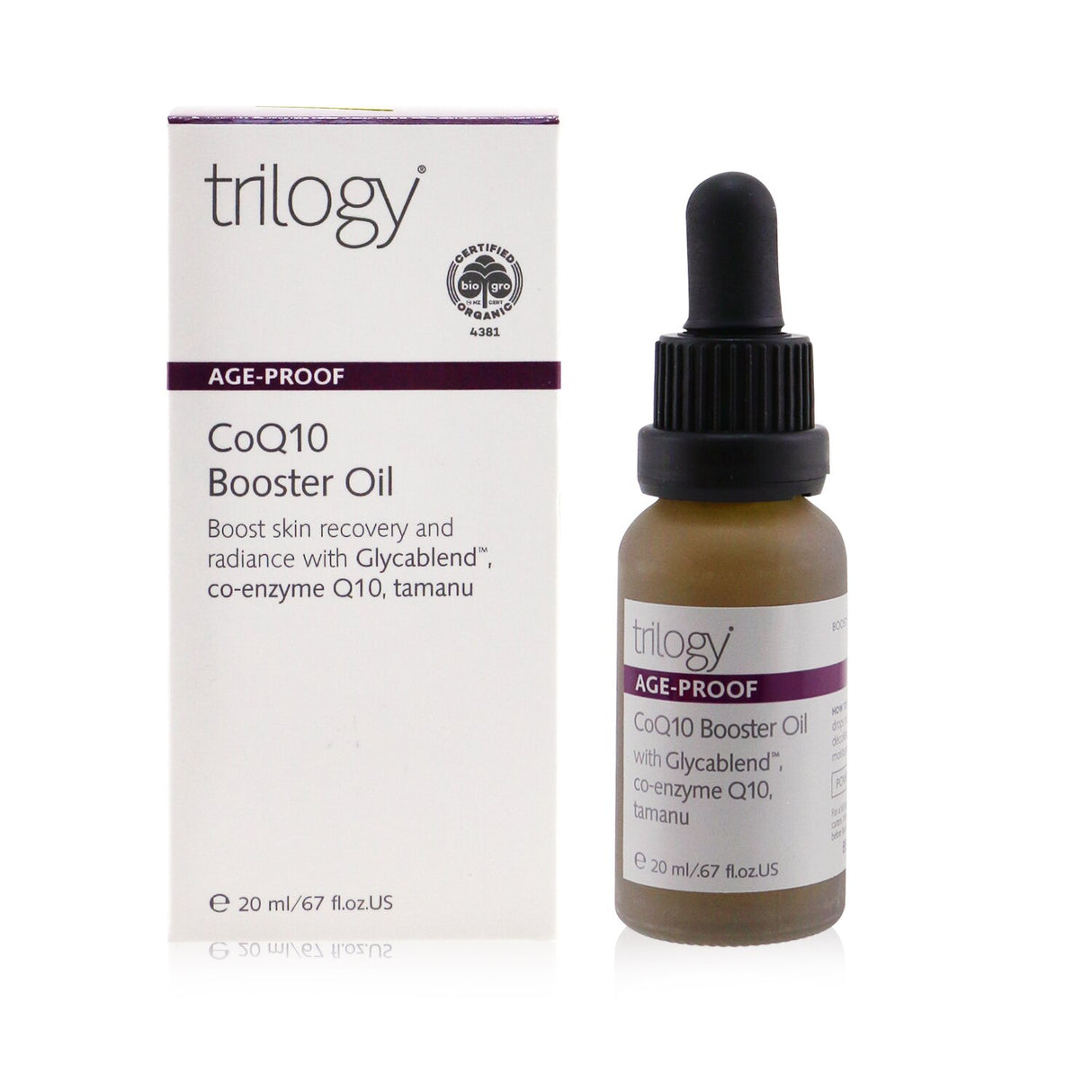 Intensive 20ml anti-aging oil with CoQ10, macadamia, and tamanu for hydration and radiant, youthful skin.