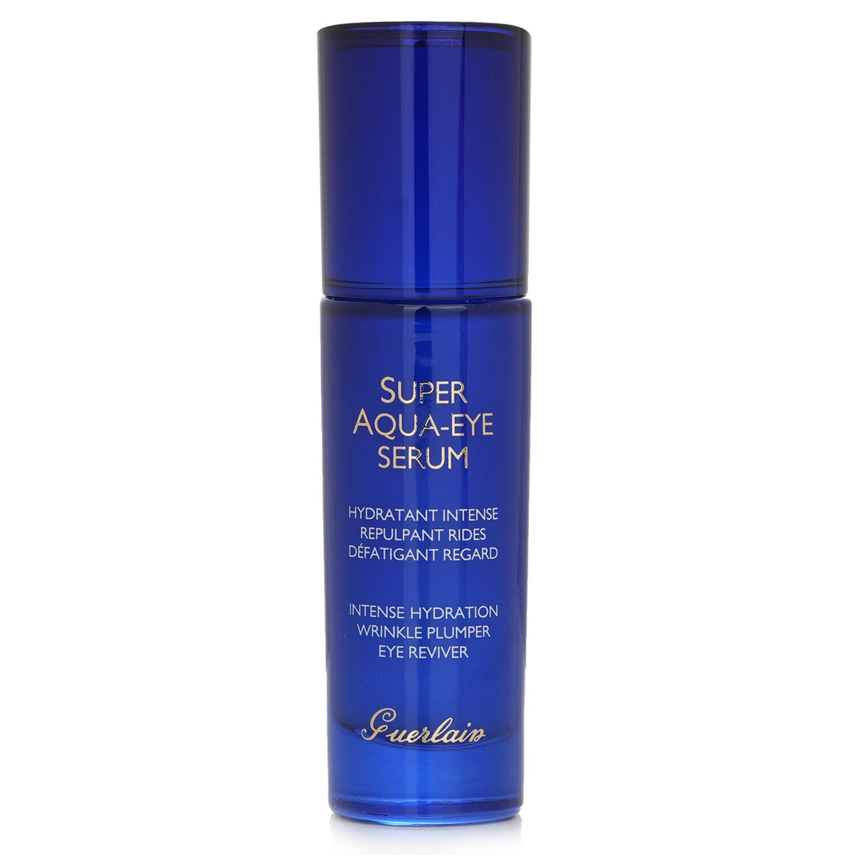 Guerlain Super Aqua Eye Serum in a 15ml bottle, offers intense hydration and wrinkle plumping for youthful, radiant eyes.
