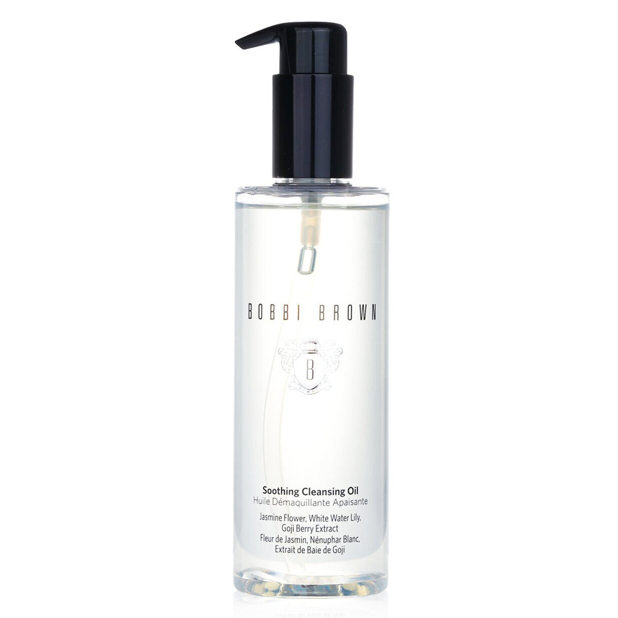 Bobbi Brown Soothing Cleansing Oil in a 200ml bottle, gently removes makeup and impurities, hydrating and calming the skin.