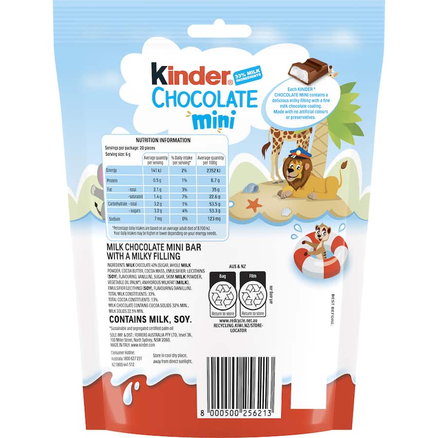 Kinder Chocolate Sharepack Minis 120g bag 20pack
