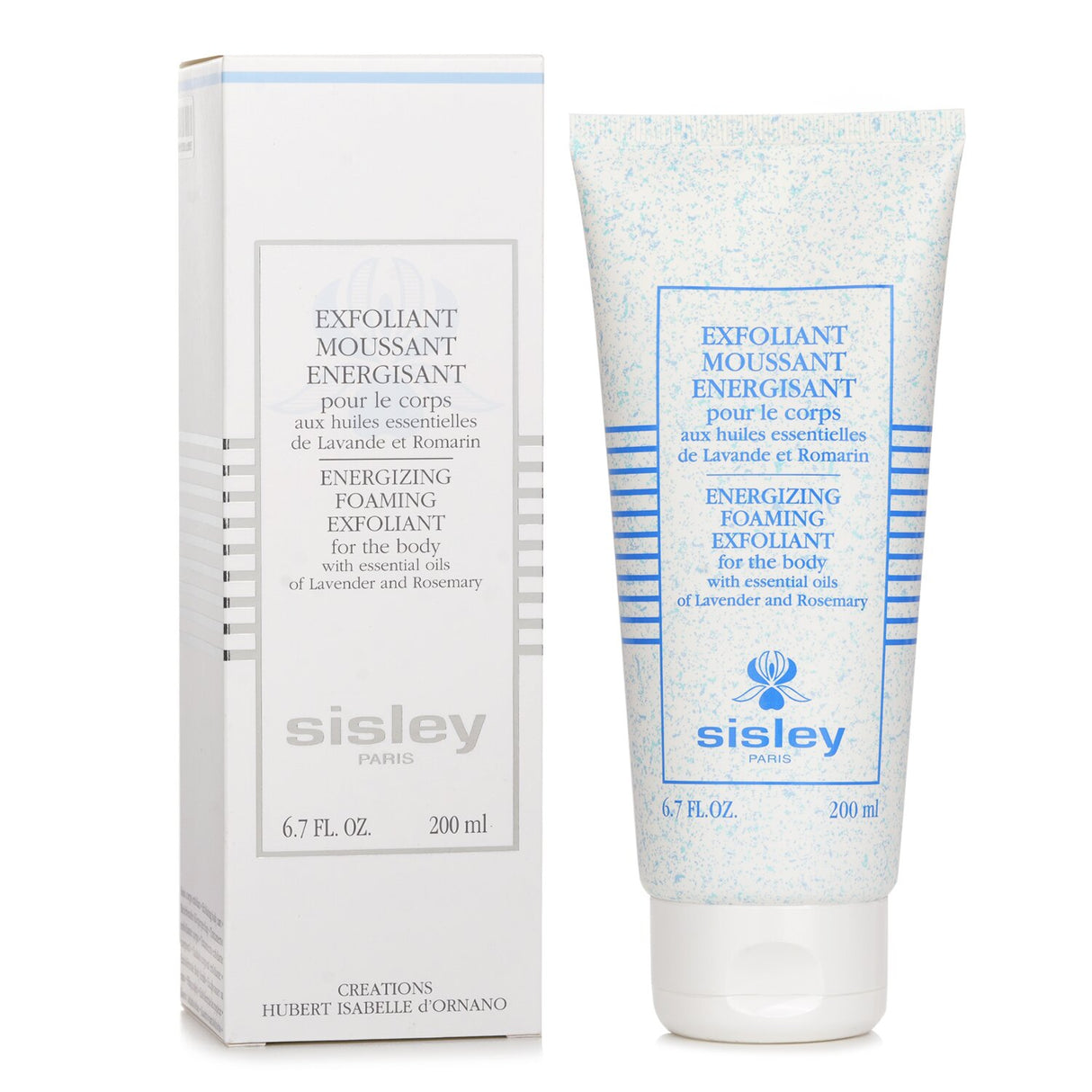 Energizing foaming body scrub by Sisley, exfoliates, smooths, and revitalizes all skin types for radiant, healthy skin.